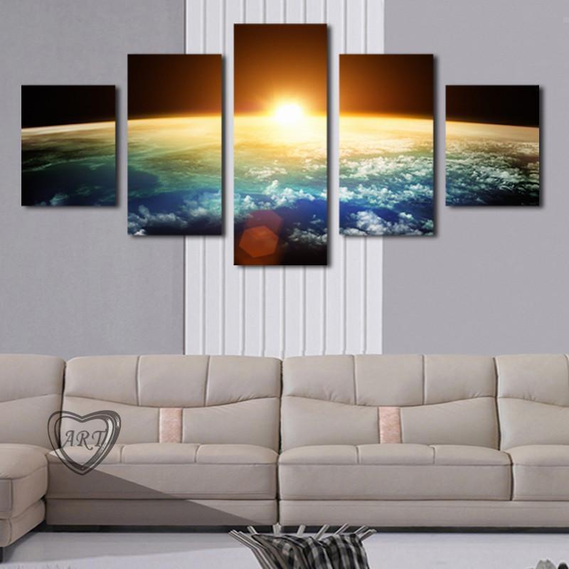 Planet Earth With Sun On The Horizon Space Canvas Wall Art