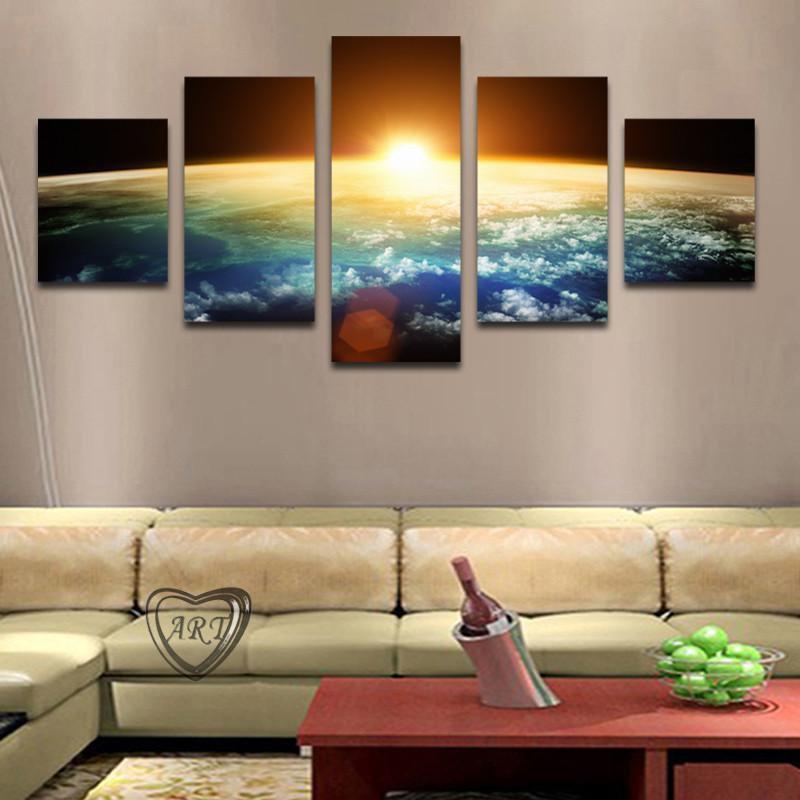 Planet Earth With Sun On The Horizon Space Canvas Wall Art