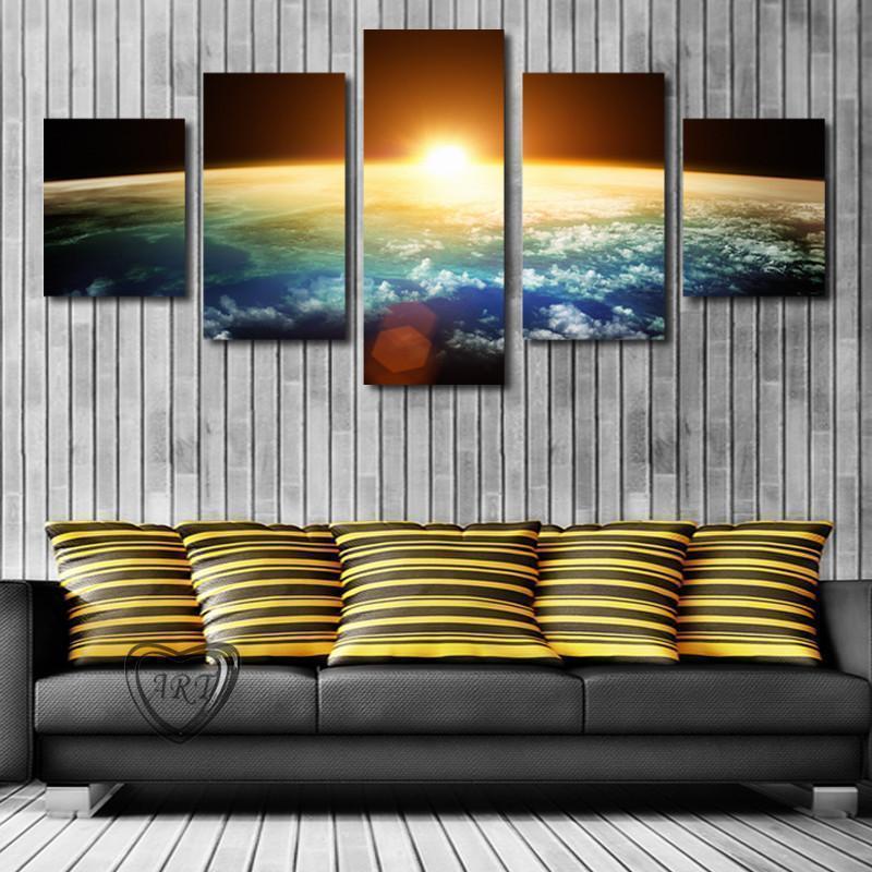Planet Earth With Sun On The Horizon Space Canvas Wall Art