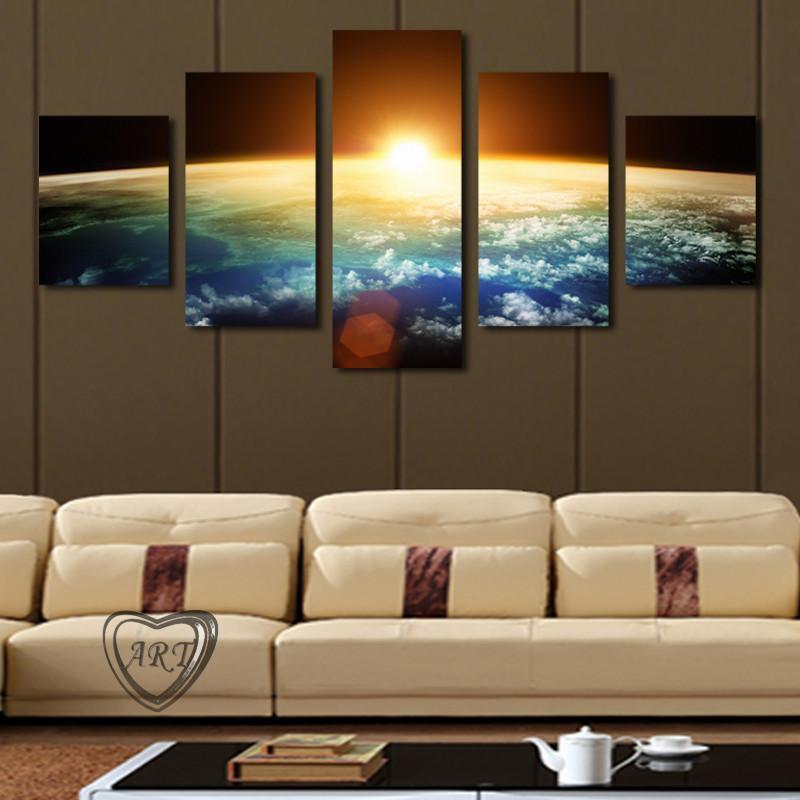 Planet Earth With Sun On The Horizon Space Canvas Wall Art