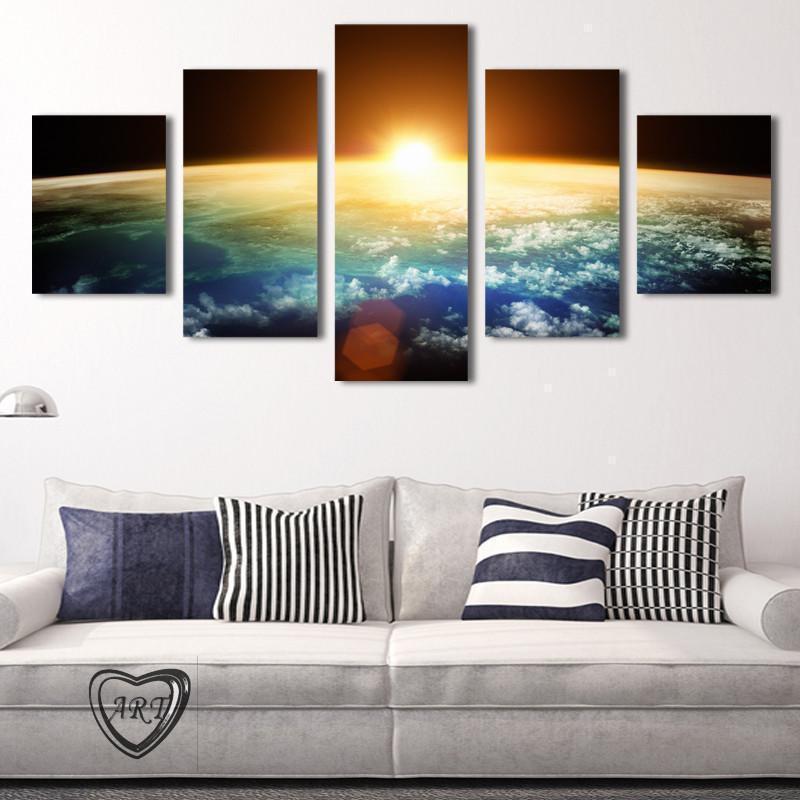 Planet Earth With Sun On The Horizon Space Canvas Wall Art