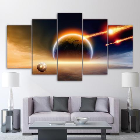 Planet Hit The Earth Space Canvas Wall Art