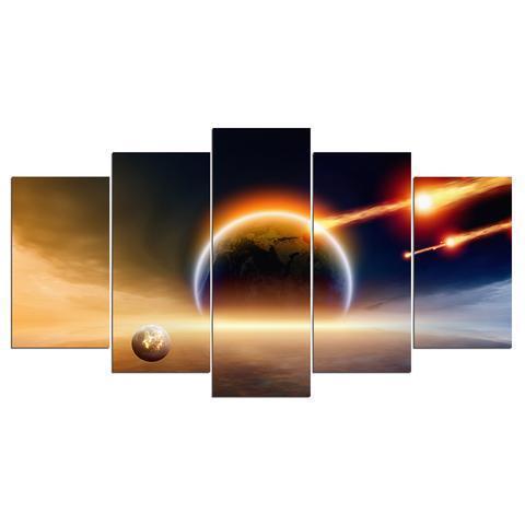 Planet Hit The Earth Space Canvas Wall Art