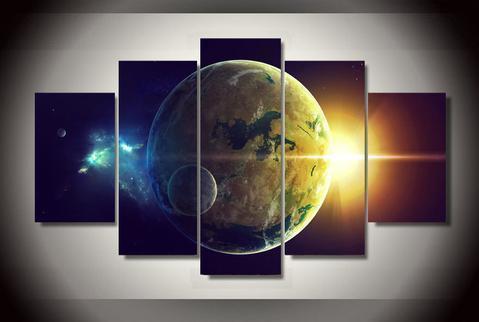 Planet Oceans Two Star Space Canvas Wall Art