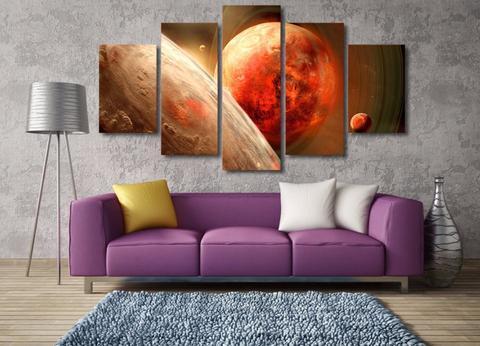 Planet Of The Red Universe Space Canvas Wall Art