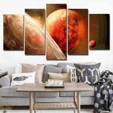 Planets And Moon Space Canvas Wall Art