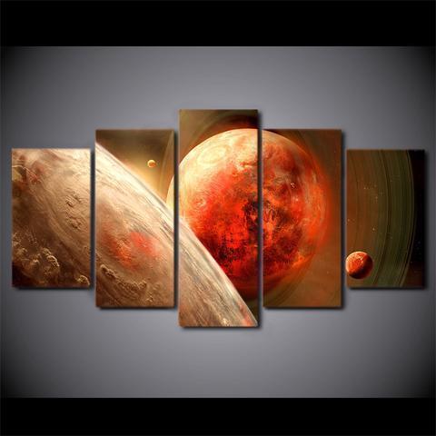 Planets And Moon Space Canvas Wall Art