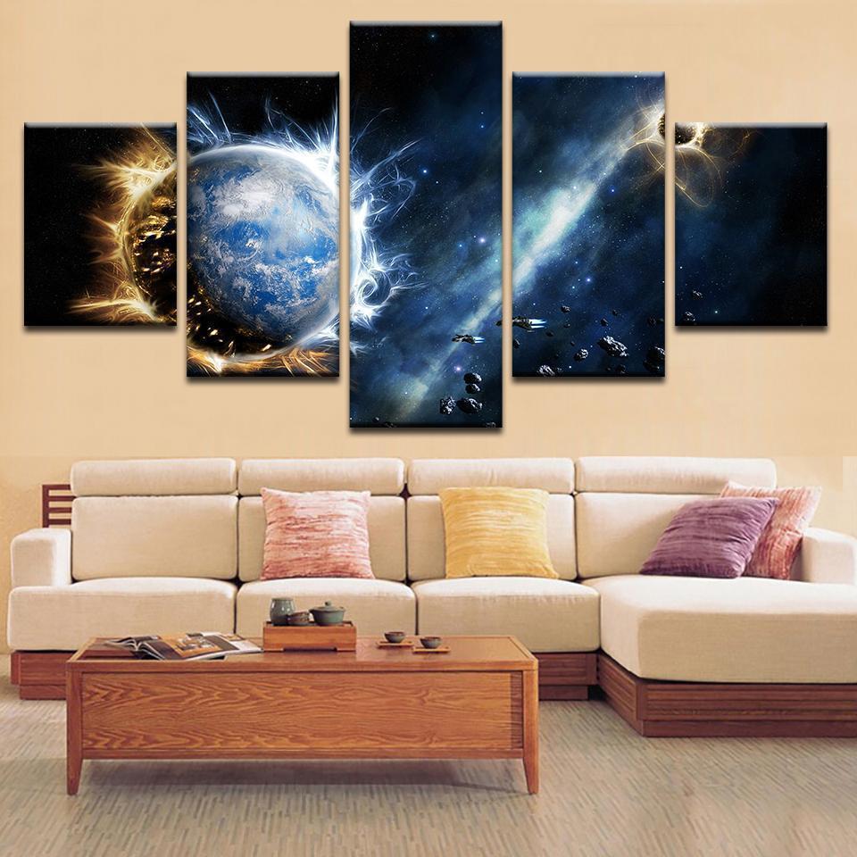 Planets On Fire 1 Space Canvas Wall Art