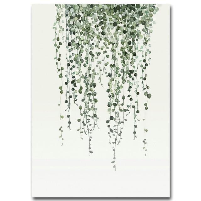 Plant Leaves Cactus Decoration Scandinavian Style Nature Canvas Wall Art