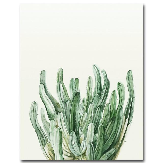 Plant Leaves Cactus Decoration Scandinavian Style Nature Canvas Wall Art