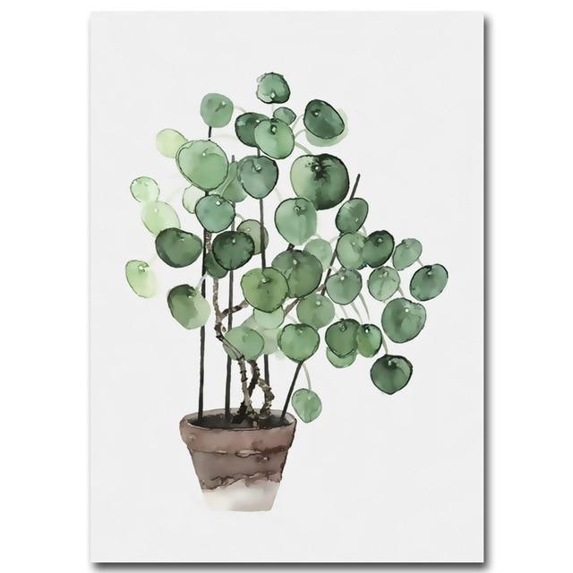 Plant Leaves Cactus Decoration Scandinavian Style Nature Canvas Wall Art