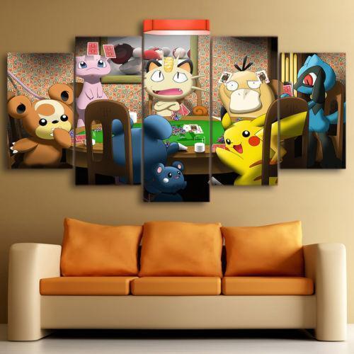 Pokemon Playing Cards Anime Canvas Wall Art
