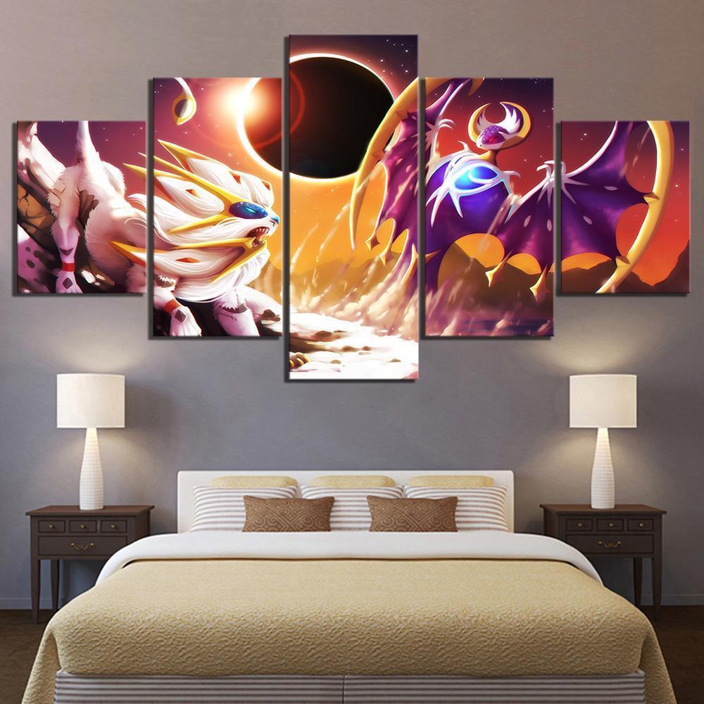 Pokemon Solgaleo Vs. Lunala Anime Canvas Wall Art