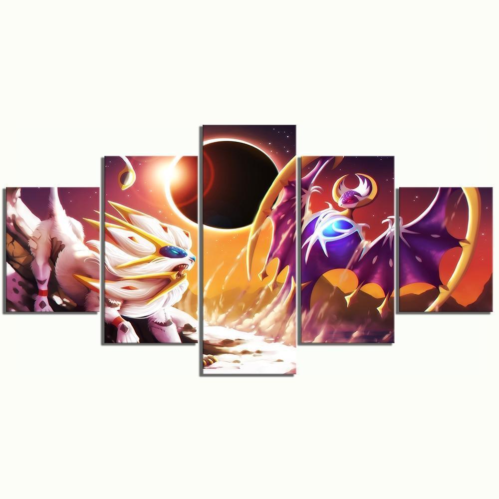 Pokemon Solgaleo Vs. Lunala Anime Canvas Wall Art