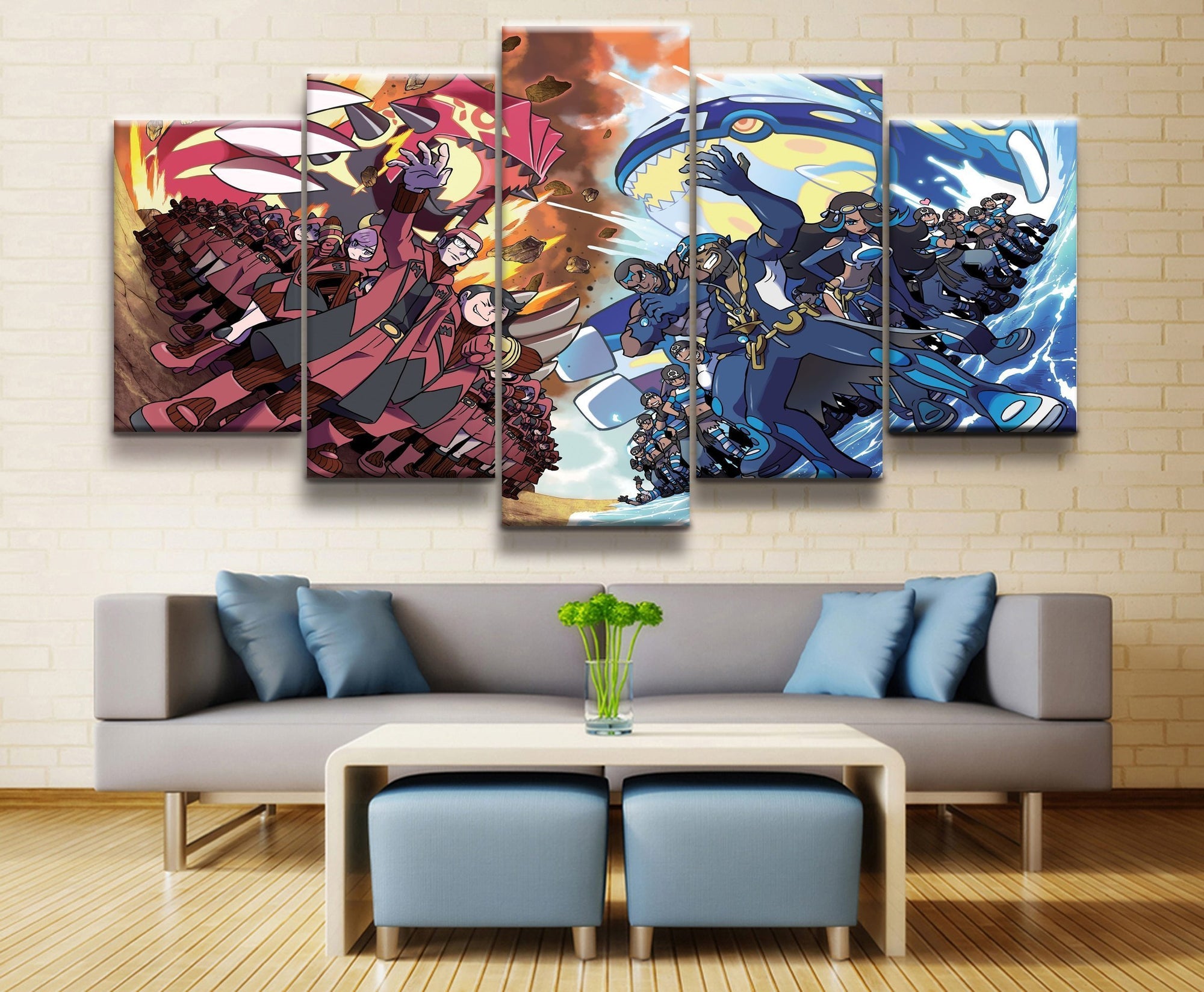 Pokemon Team Magma Vs. Team Aqua Anime Canvas Wall Art