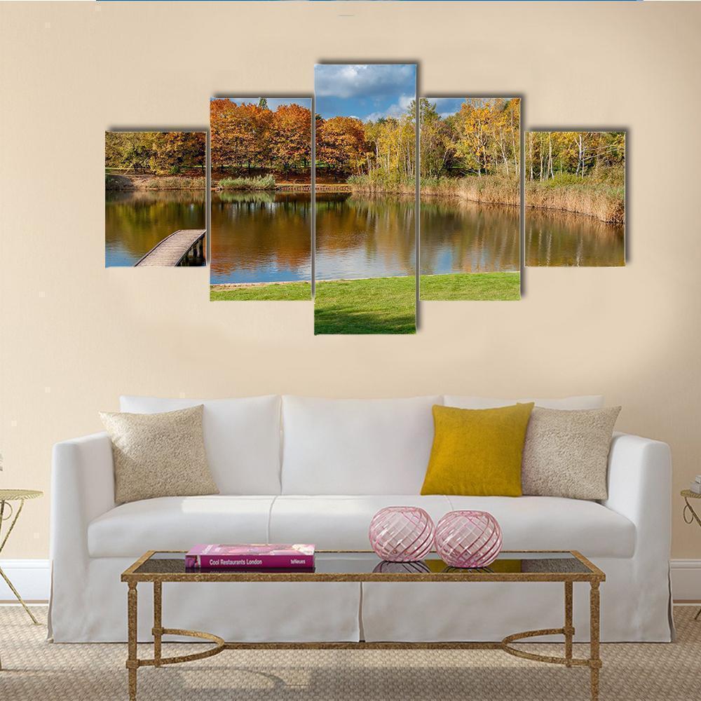 Pond In Public Park Szczesliwice In Warsaw Nature Canvas Wall Art