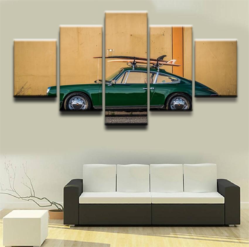 Porsche Green Car Car Canvas Wall Art