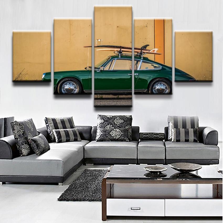 Porsche Green Car Car Canvas Wall Art