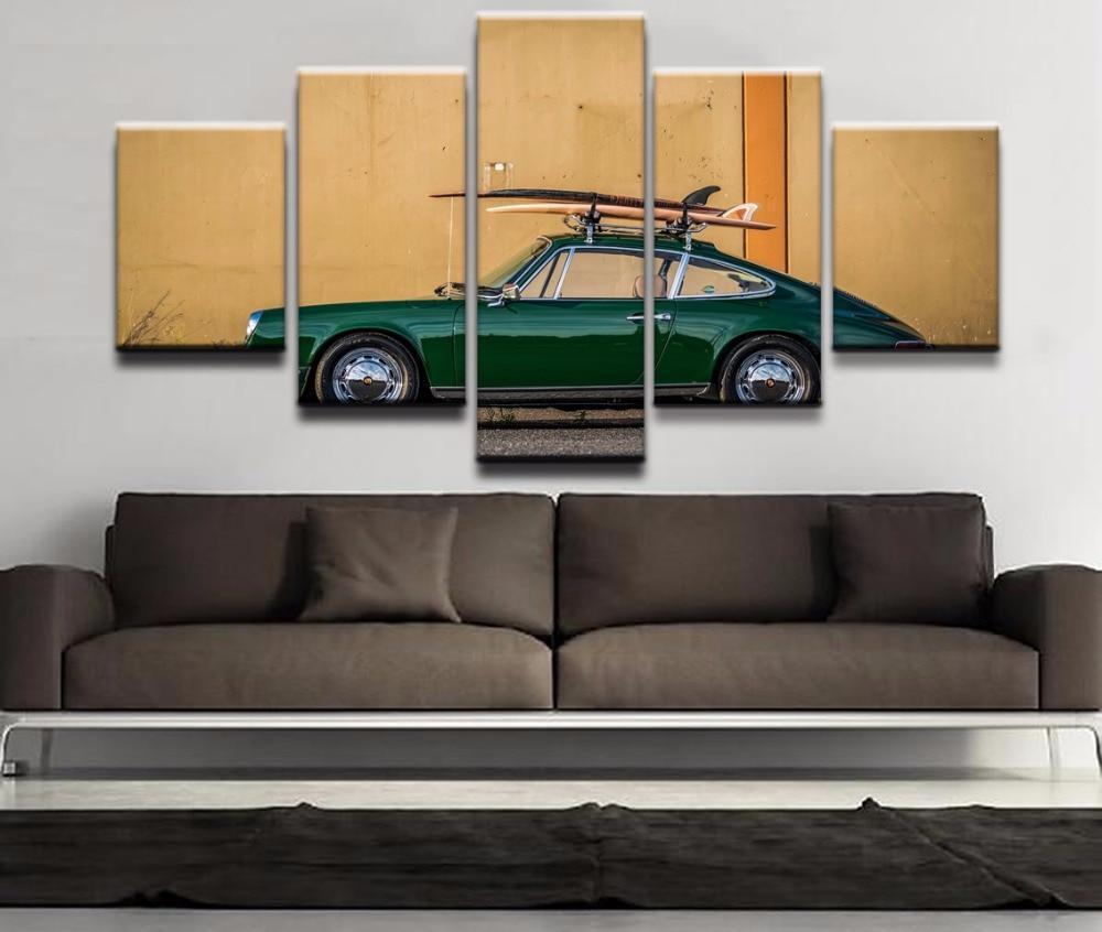 Porsche Green Car Car Canvas Wall Art