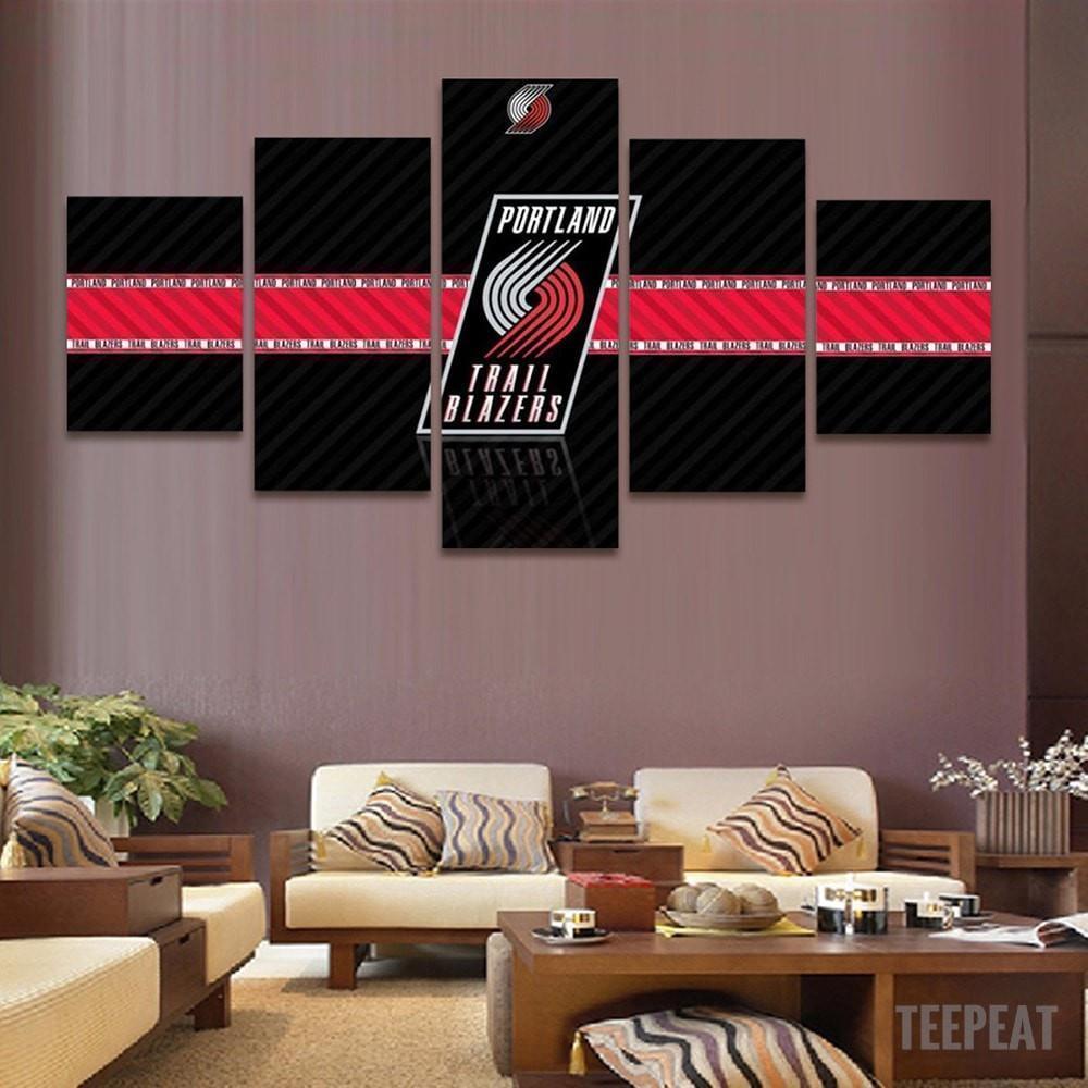 Portland Trailblazers Logo  Basketball Canvas Wall Art