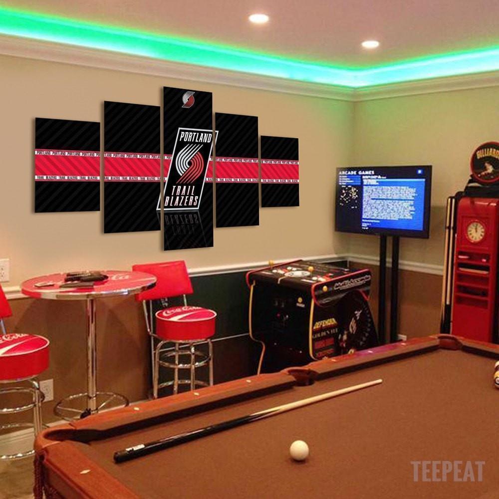 Portland Trailblazers Logo  Basketball Canvas Wall Art