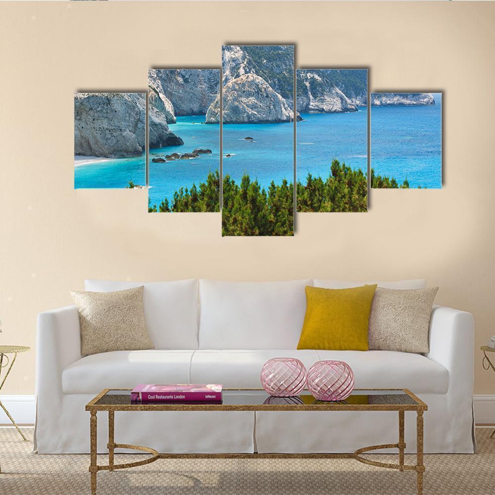 Porto Katsiki Coast On Lefkada Island Nature Canvas Wall Art