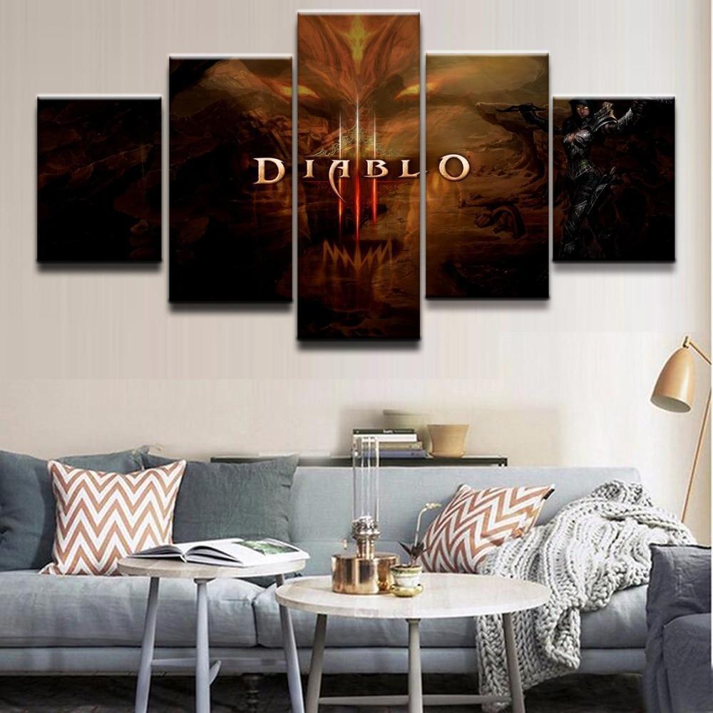 Poster 2 Diablo III Reaper Of Soul Gaming Canvas Wall Art