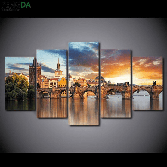 Prague Charles Bridge Nature Canvas Wall Art