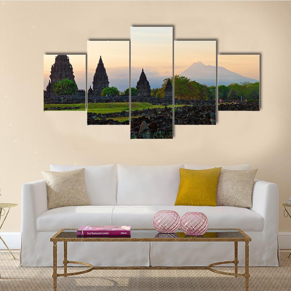 Prambanan Hindu Temple In Yogyakarta Nature Canvas Wall Art