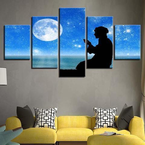 Praying Under The Moon Nature Canvas Wall Art