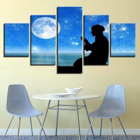 Praying Under The Moon Nature Canvas Wall Art