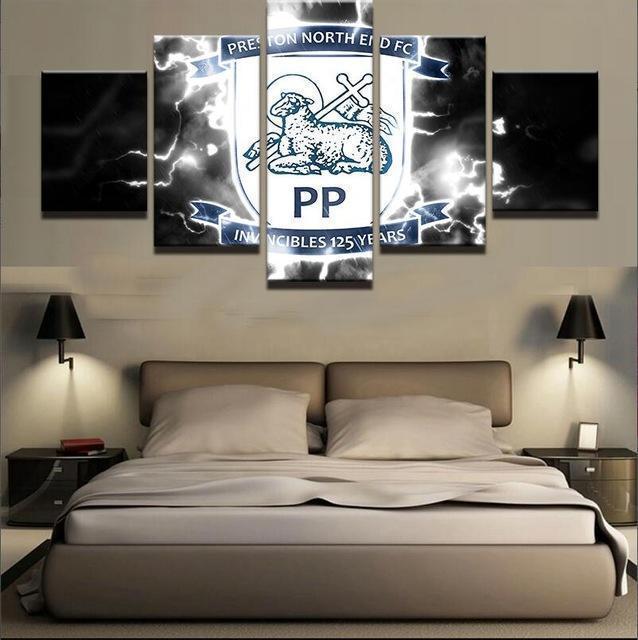 Preston North End  Thunder Logo Soccer Canvas Wall Art