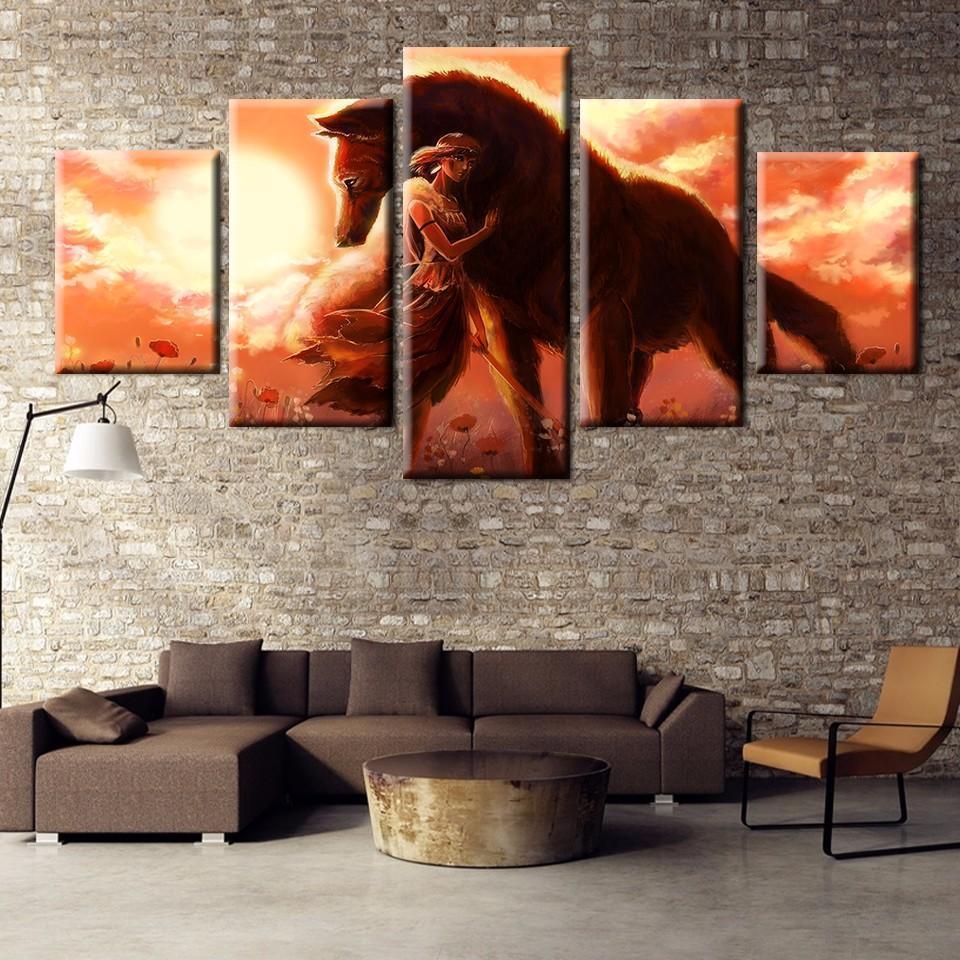 Princess Mononoke Wolf Anime Canvas Wall Art