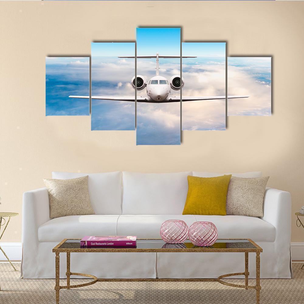 Private Jet In Flight Airplane Canvas Wall Art