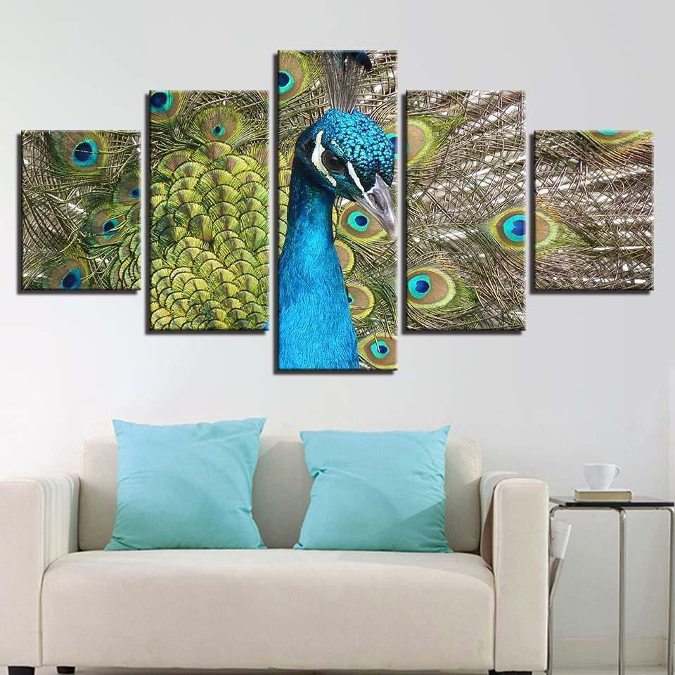 Proud Peacock Animal Canvas Wall Art