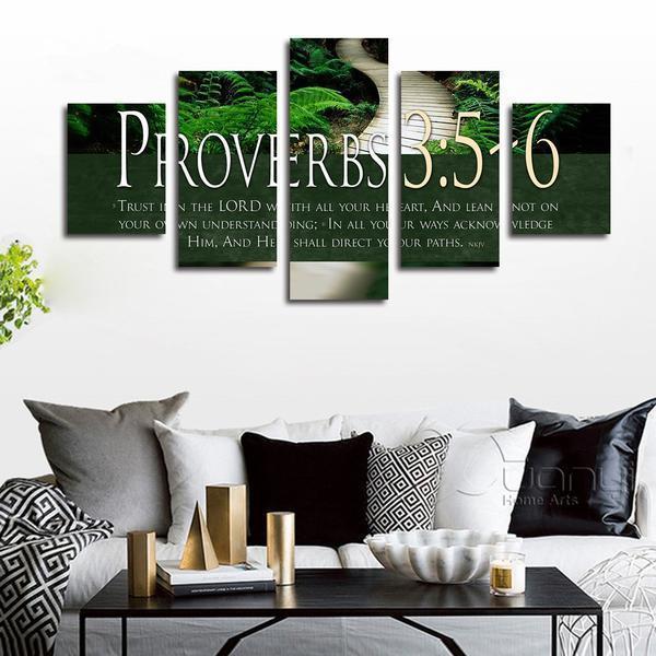 Proverbs 3:5 #2 'trust In The Lord With All Your Heart' Bible Verse On Multi Nature Canvas Wall Art