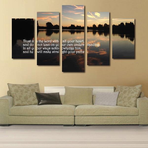 Proverbs 3:5 #4 'trust In The Lord With All Your Heart' Bible Verse On Multi Nature Canvas Wall Art