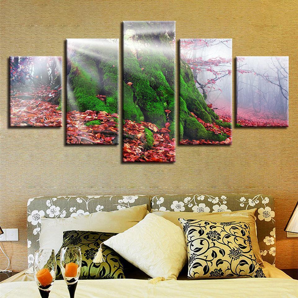 Psychedelic Forest Beautiful Flowers Nature Canvas Wall Art