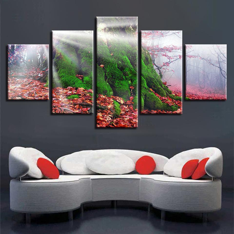 Psychedelic Forest Beautiful Flowers Nature Canvas Wall Art