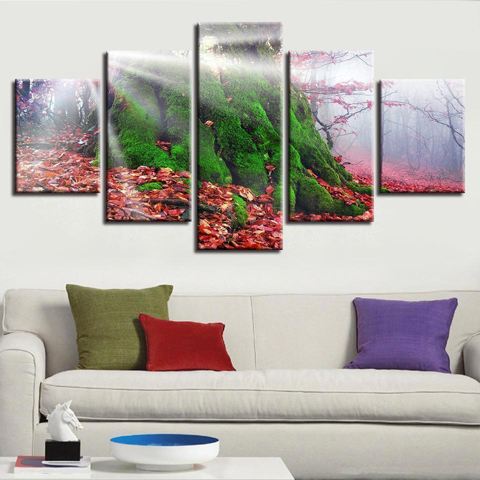 Psychedelic Forest Beautiful Flowers Nature Canvas Wall Art