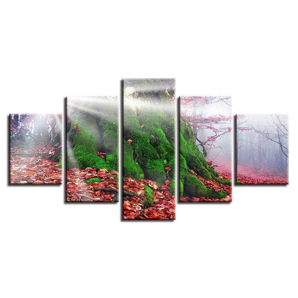 Psychedelic Forest Beautiful Flowers Nature Canvas Wall Art