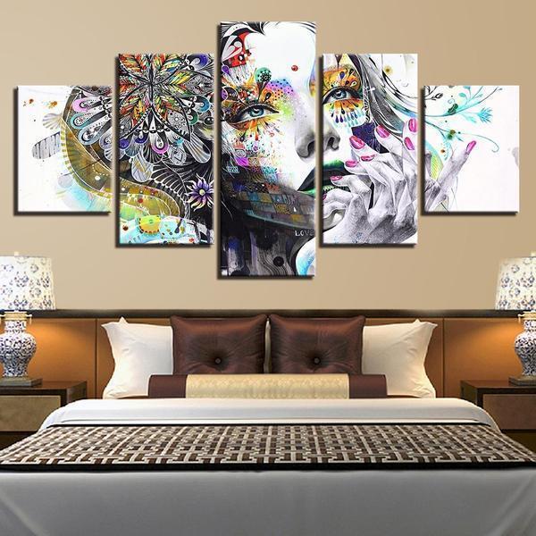 Psychedelic Girl With Flower Abstract Canvas Wall Art