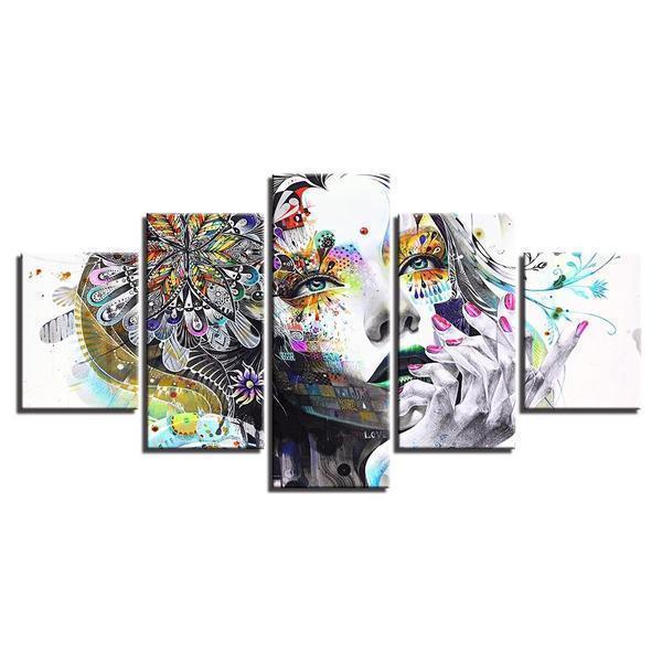 Psychedelic Girl With Flower Abstract Canvas Wall Art