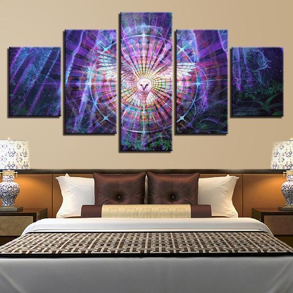 Psychedelic Kaleidoscope Owl Bird Animal Canvas Wall Art