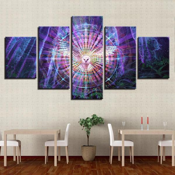 Psychedelic Kaleidoscope Owl Bird Animal Canvas Wall Art