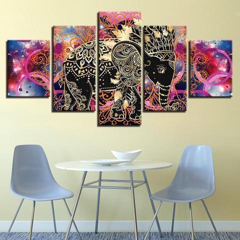 Psychedelic Mandala Elephant Abstract Animal Canvas Wall Art