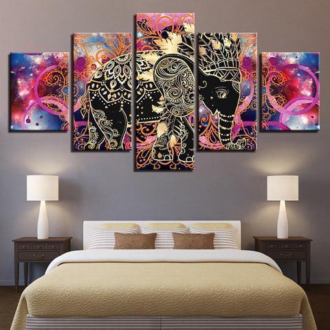 Psychedelic Mandala Elephant Abstract Animal Canvas Wall Art