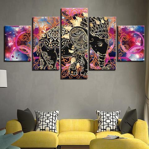 Psychedelic Mandala Elephant Abstract Animal Canvas Wall Art
