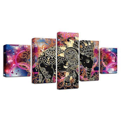 Psychedelic Mandala Elephant Abstract Animal Canvas Wall Art