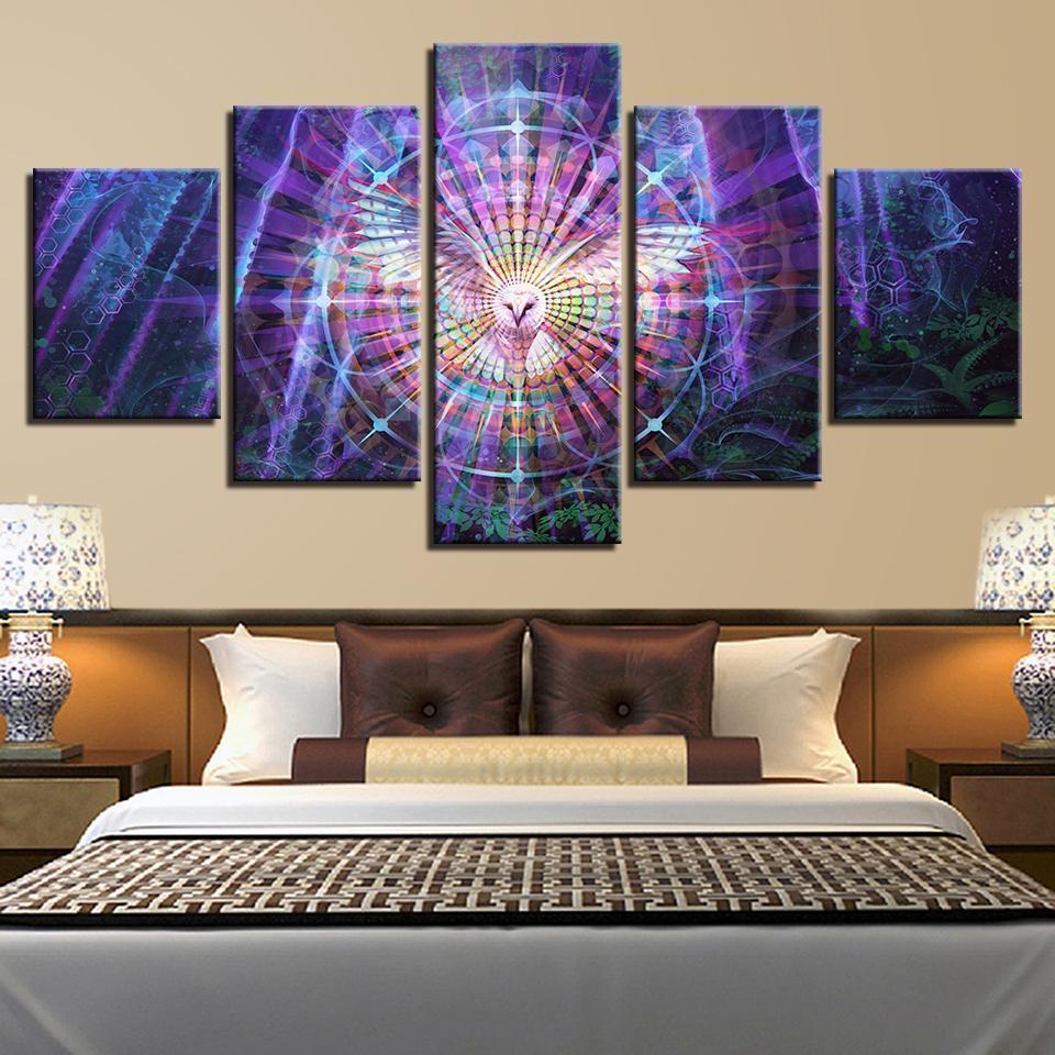 Psychedelic Owl Bird Abstract Animal Canvas Wall Art